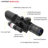 3-10x42 Rifle Scope with Red/Green Laser